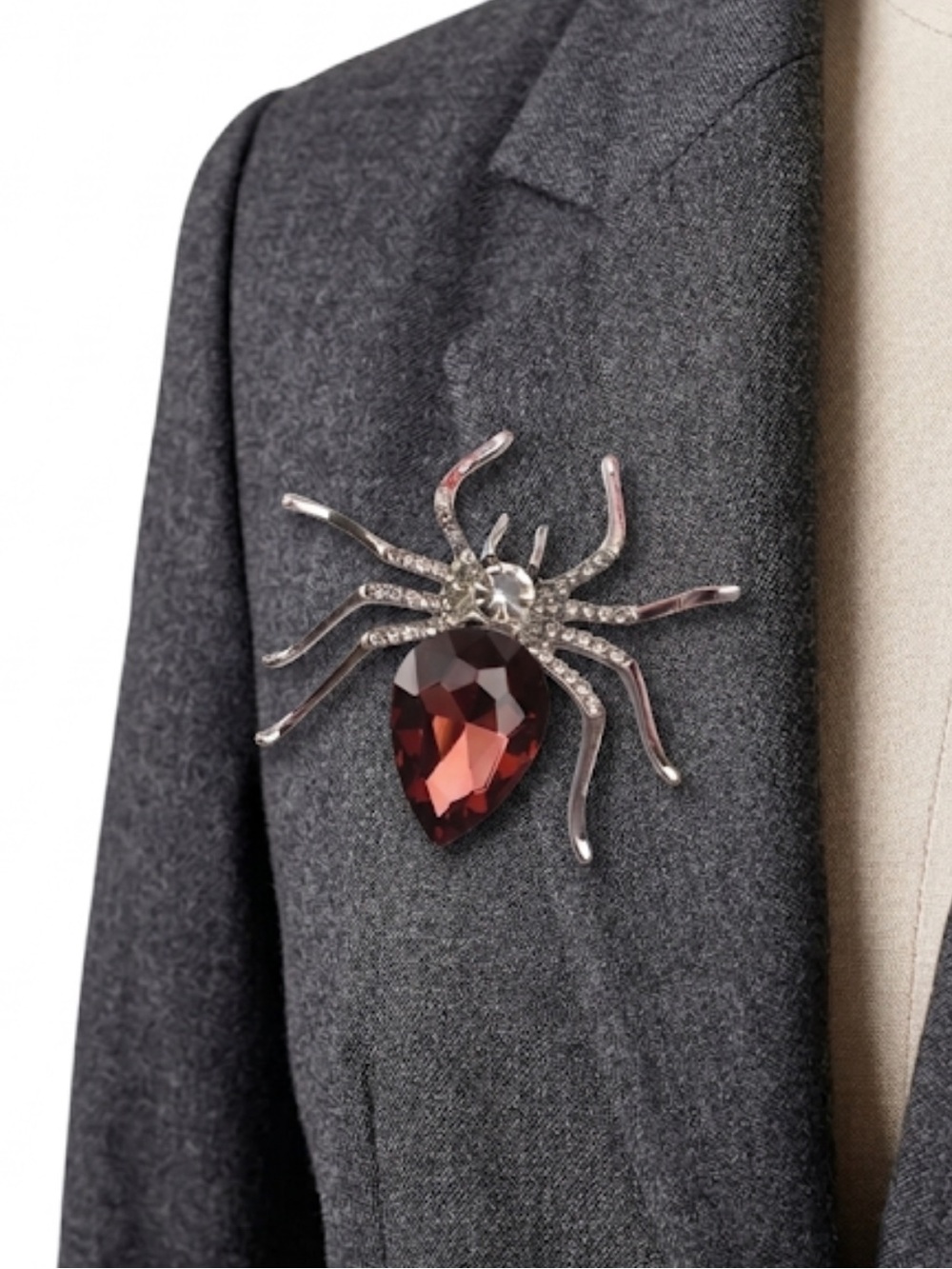 NWT Sparkly Rhinestone Spider Lapel Pin Large Gemstone Insect Brooch Halloween